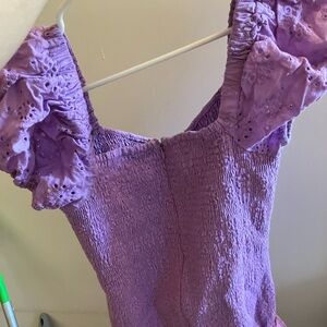 Lilac mini dress with ruffle sleeves shein